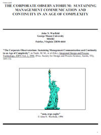 The Corporate Observatorium: Sustaining Management Communication and Continuity in an Age of Complexity